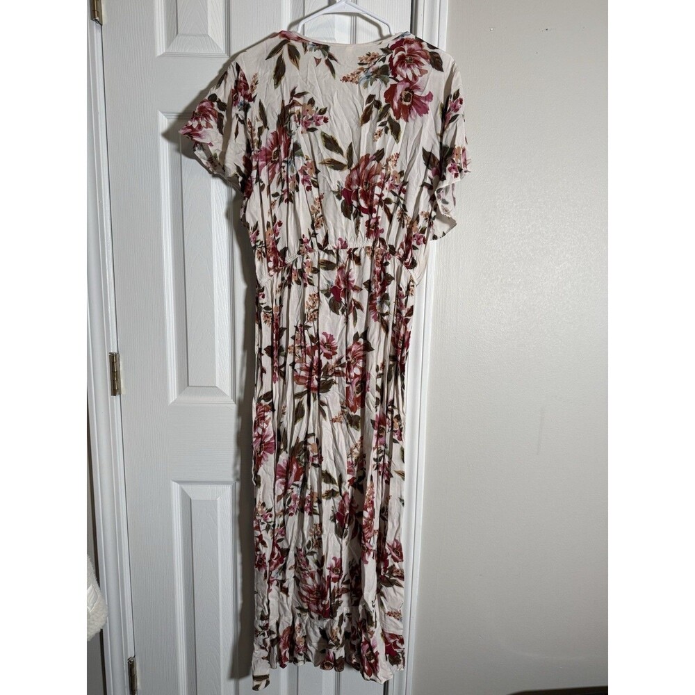 Xhilaration XXL Ivory Floral Maxi Dress Boho Cottagecore Short Sleeve - Picture 12 of 12
